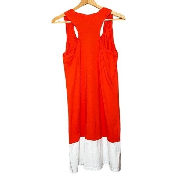 LOFT Vibrant Orange white Color-Block Razorback Tank Fluid Mini dress M - Picture 2 of 10